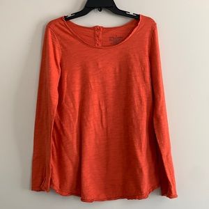 Neon buddha Long Sleeve Top 100% Cotton Orange Preowned Rolled Hem